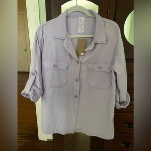 Soft corduroy shirt jacket in lavender